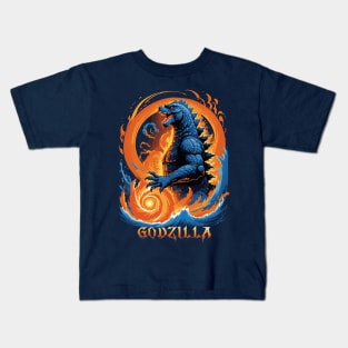 godzilla fire and water Kids T-Shirt